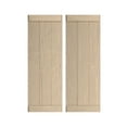thumbnail image 1 of Ekena Millwork 16 1/2"W x 58"H Rustic Three Board Joined Board-n-Batten Sandblasted Faux Wood Shutters w/End Batten (Per Pair), Primed Tan, 1 of 10