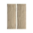 thumbnail image 1 of Ekena Millwork 16 1/2"W x 62"H Rustic Three Board Joined Board-n-Batten Hand Hewn Faux Wood Shutters w/End Batten (Per Pair), Primed Tan, 1 of 10