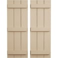 thumbnail image 1 of Ekena Millwork 16 1/2"W x 62"H Rustic Three Board Joined Board-n-Batten Sandblasted Faux Wood Shutters (Per Pair), Primed Tan, 1 of 11