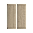 thumbnail image 1 of Ekena Millwork 16 1/2"W x 64"H Rustic Three Board Joined Board-n-Batten Rough Sawn Faux Wood Shutters w/End Batten (Per Pair), Primed Tan, 1 of 10
