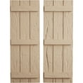 thumbnail image 1 of Ekena Millwork 16 1/2"W x 72"H Rustic Three Board Joined Board-n-Batten Hand Hewn Faux Wood Shutters (Per Pair), Primed Tan, 1 of 11