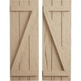 thumbnail image 1 of Ekena Millwork 16 1/2"W x 72"H Rustic Three Board Joined Board-n-Batten Hand Hewn Faux Wood Shutters w/Z-Board (Per Pair), Primed Tan, 1 of 10