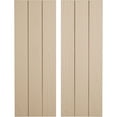 thumbnail image 1 of Ekena Millwork 16 1/2"W x 78"H Rustic Three Board Joined Board-n-Batten Sandblasted Faux Wood Shutters w/No Batten (Per Pair), Primed Tan, 1 of 11
