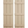 thumbnail image 1 of Ekena Millwork 16 1/2"W x 80"H Rustic Three Board Joined Board-n-Batten Rough Sawn Faux Wood Shutters (Per Pair), Primed Tan, 1 of 11