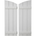 thumbnail image 1 of Ekena Millwork 16 1/2"W x 88"H (82 1/2" Low Side) Timberthane Smooth Three Board Joined Board-n-Batten w/Elliptical Top Faux Wood Shutters (Per Pair), Primed Tan, 1 of 6