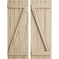 thumbnail image 1 of Ekena Millwork 16 1/2"W x 88"H Rustic Three Board Joined Board-n-Batten Riverwood Faux Wood Shutters w/Z-Board (Per Pair), Primed Tan, 1 of 10