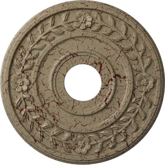 Ekena Millwork 16 1/4"OD x 3 5/8"ID x 1"P Wreath Ceiling Medallion (Fits Canopies up to 5 1/2"), Hand-Painted Gobi Desert Crackle