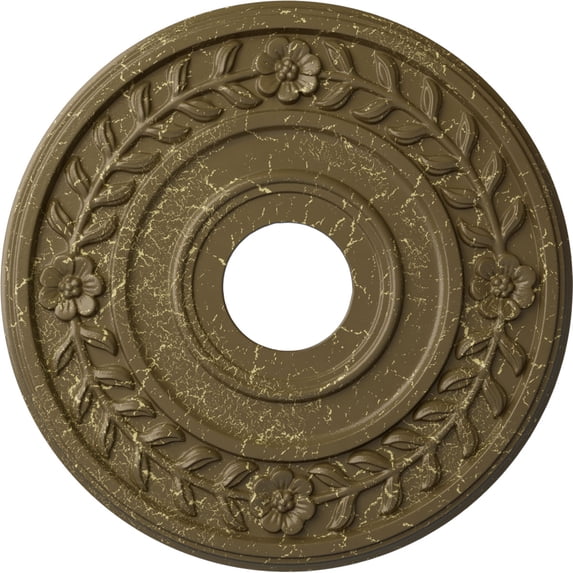 Ekena Millwork 16 1/4"OD x 3 5/8"ID x 1"P Wreath Ceiling Medallion (Fits Canopies up to 5 1/2"), Hand-Painted Mississippi Mud Crackle