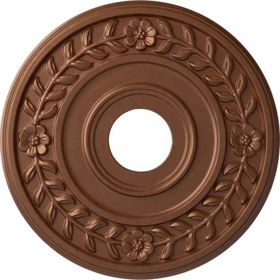 Ekena Millwork 16 1/4"OD x 3 5/8"ID x 1"P Wreath Ceiling Medallion (Fits Canopies up to 5 1/2"), Hand-Painted Polished Copper