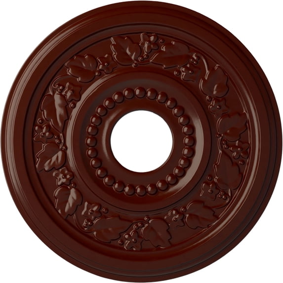 Ekena Millwork 16 1/8"OD x 3 1/2"ID x 7/8"P Genevieve Ceiling Medallion (Fits Canopies up to 3 1/2"), Hand-Painted Brushed Mahogany