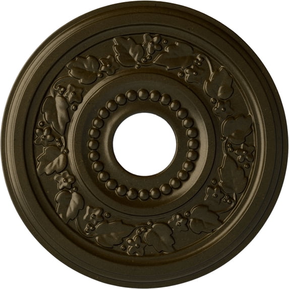 Ekena Millwork 16 1/8"OD x 3 1/2"ID x 7/8"P Genevieve Ceiling Medallion (Fits Canopies up to 3 1/2"), Hand-Painted Green Gold