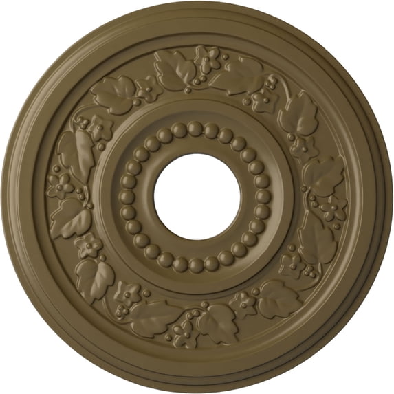 Ekena Millwork 16 1/8"OD x 3 1/2"ID x 7/8"P Genevieve Ceiling Medallion (Fits Canopies up to 3 1/2"), Hand-Painted Mississippi Mud