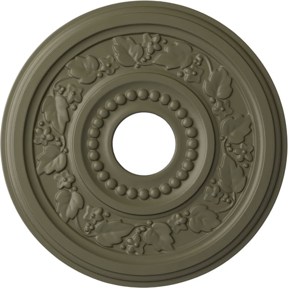 Ekena Millwork 16 1/8"OD x 3 1/2"ID x 7/8"P Genevieve Ceiling Medallion (Fits Canopies up to 3 1/2"), Hand-Painted Spartan Stone