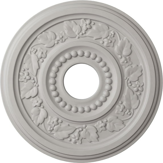 Ekena Millwork 16 1/8"OD x 3 1/2"ID x 7/8"P Genevieve Ceiling Medallion (Fits Canopies up to 3 1/2"), Hand-Painted Ultra Pure White