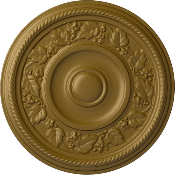 Ekena Millwork 16 1/8"OD x 3/4"P Tyrone Ceiling Medallion (Fits Canopies up to 6 3/4"), Hand-Painted Gold