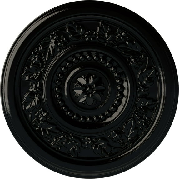 Ekena Millwork 16 1/8"OD x 5/8"P Marseille Ceiling Medallion (Fits Canopies up to 4 1/4"), Hand-Painted Black Pearl