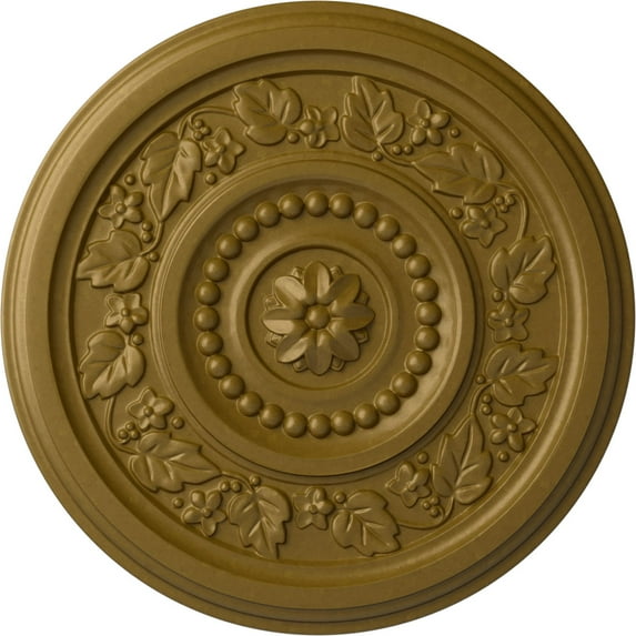 Ekena Millwork 16 1/8"OD x 5/8"P Marseille Ceiling Medallion (Fits Canopies up to 4 1/4"), Hand-Painted Gold