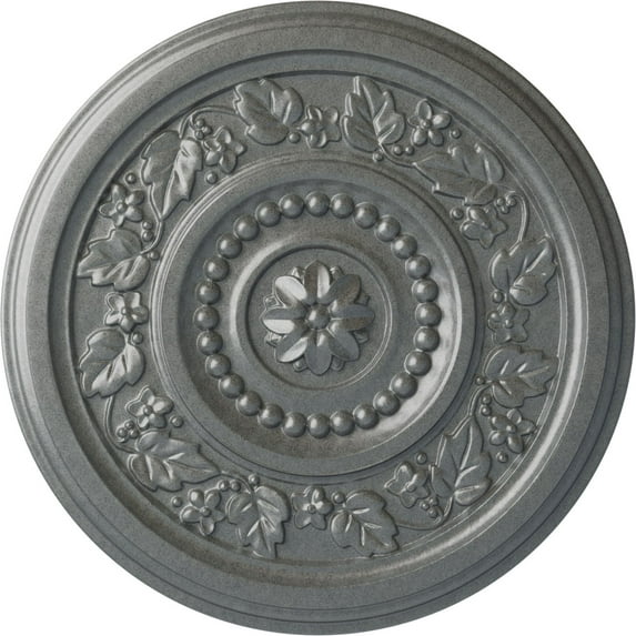 Ekena Millwork 16 1/8"OD x 5/8"P Marseille Ceiling Medallion (Fits Canopies up to 4 1/4"), Hand-Painted Platinum