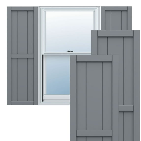 Ekena Millwork 16 1/8"W x 106"H True Fit PVC, Three Board Framed Board-n-Batten Shutters, Ocean Swell (Per Pair - Hardware Not Included)