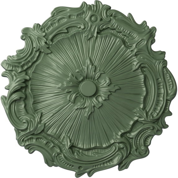 Ekena Millwork 16 3/4"OD x 1 3/8"P Plymouth Ceiling Medallion (Fits Canopies up to 1 5/8"), Hand-Painted Athenian Green