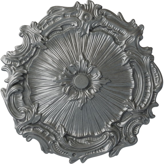 Ekena Millwork 16 3/4"OD x 1 3/8"P Plymouth Ceiling Medallion (Fits Canopies up to 1 5/8"), Hand-Painted Platinum