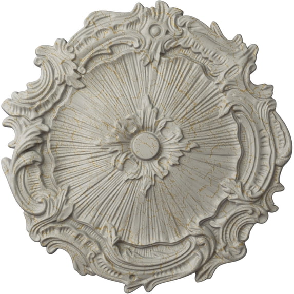 Ekena Millwork 16 3/4"OD x 1 3/8"P Plymouth Ceiling Medallion (Fits Canopies up to 1 5/8"), Hand-Painted Pot of Cream Crackle