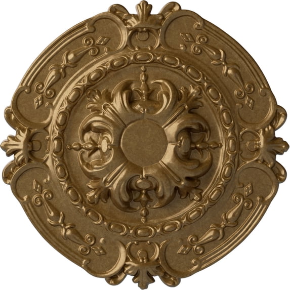 Ekena Millwork 16 3/8"OD x 1 3/4"P Southampton Ceiling Medallion (Fits Canopies up to 2 3/4"), Hand-Painted Pale Gold