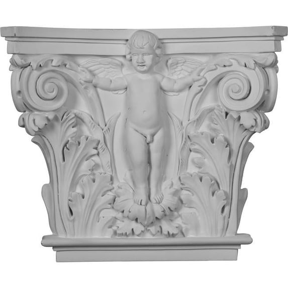 Ekena Millwork 16 3/8"W x 13 5/8"H x 3 7/8"P Angel Onlay Capital (Fits Pilasters up to 10 5/8"W x 1"D)