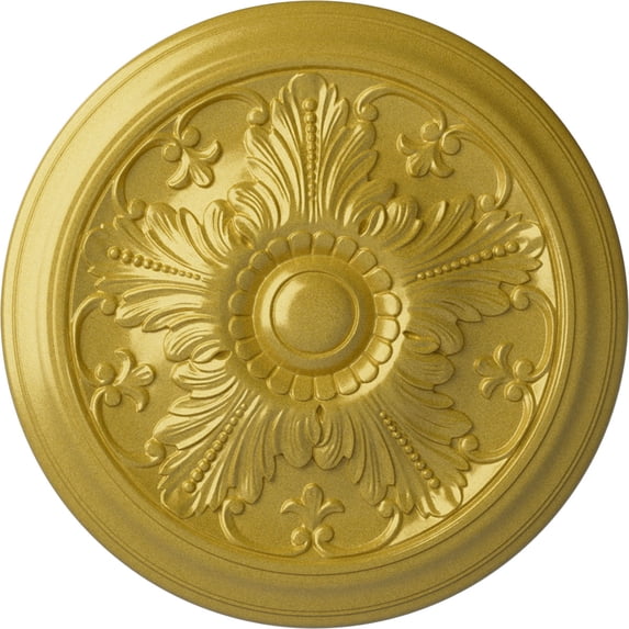 Ekena Millwork 16 7/8"OD x 5/8"P Vienna Ceiling Medallion (Fits Canopies up to 3 1/4"), Hand-Painted Rich Gold