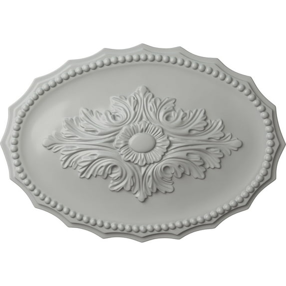 Ekena Millwork 16 7/8"W x 11 3/4"H x 1 1/2"P Oxford Ceiling Medallion, Hand-Painted Frost