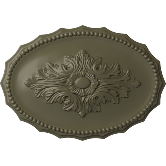 Ekena Millwork 16 7/8"W x 11 3/4"H x 1 1/2"P Oxford Ceiling Medallion, Hand-Painted Painted Turtle