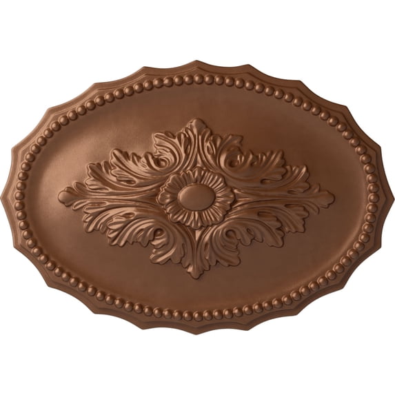 Ekena Millwork 16 7/8"W x 11 3/4"H x 1 1/2"P Oxford Ceiling Medallion, Hand-Painted Polished Copper