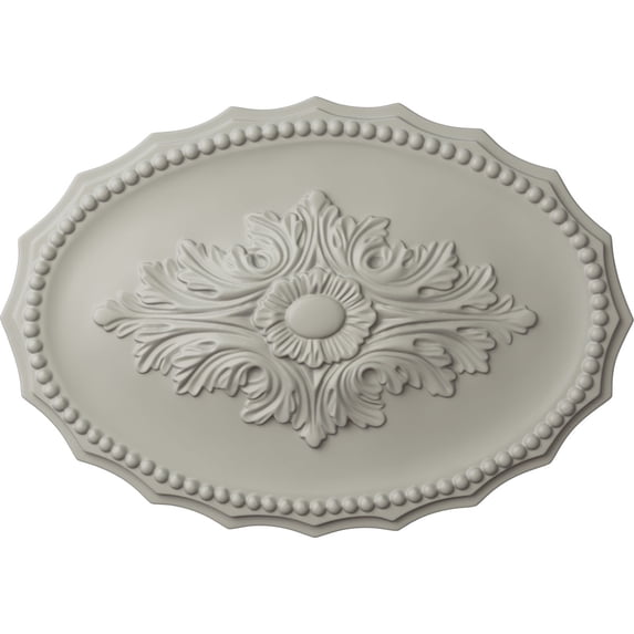 Ekena Millwork 16 7/8"W x 11 3/4"H x 1 1/2"P Oxford Ceiling Medallion, Hand-Painted Pot of Cream