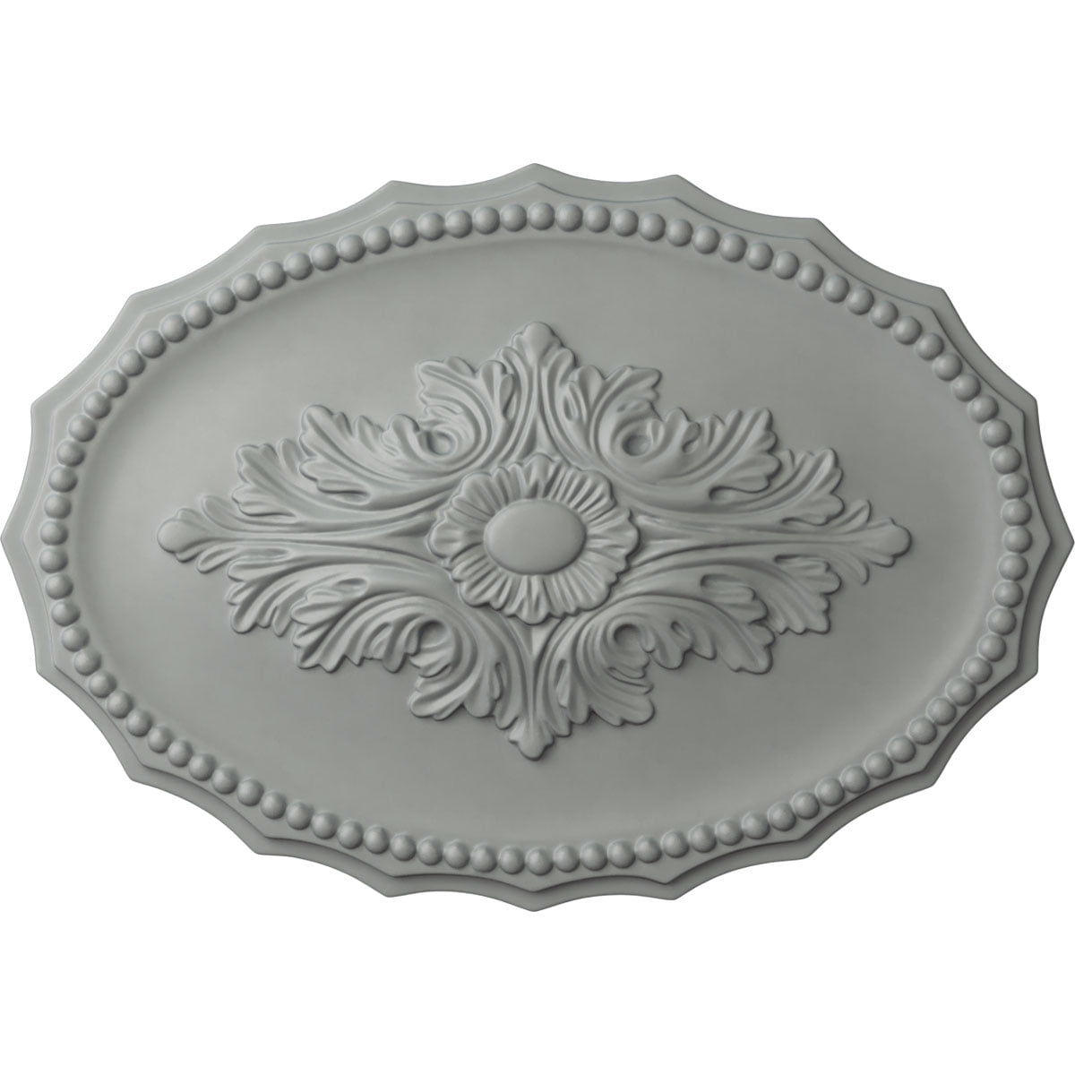 Primed White Oval Polyurethane Oxford Ceiling Medallion