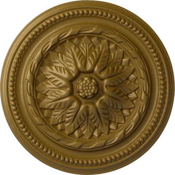 Ekena Millwork 16"OD x 2 1/4"P Wigan Ceiling Medallion, Hand-Painted Gold