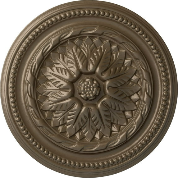 Ekena Millwork 16"OD x 2 1/4"P Wigan Ceiling Medallion, Hand-Painted Warm Silver