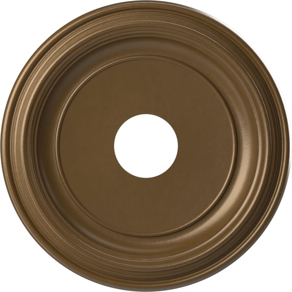 Ekena Millwork 16"OD x 3 1/2"ID x 1 3/8"P Traditional Thermoformed PVC Ceiling Medallion (Fits Canopies up to 9 1/2"), Metallic Champagne Bronze