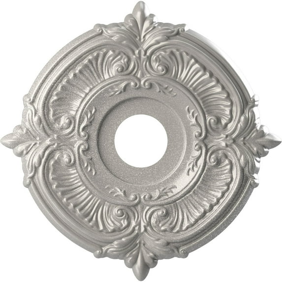 Ekena Millwork 16"OD x 3 1/2"ID x 1"P Attica Thermoformed PVC Ceiling Medallion (Fits Canopies up to 5 5/8"), Textured Metallic Silver