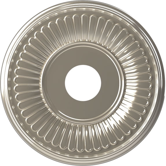Ekena Millwork 16"OD x 3 1/2"ID x 1"P Berkshire Thermoformed PVC Ceiling Medallion (Fits Canopies up to 7"), Bright Coat Chrome