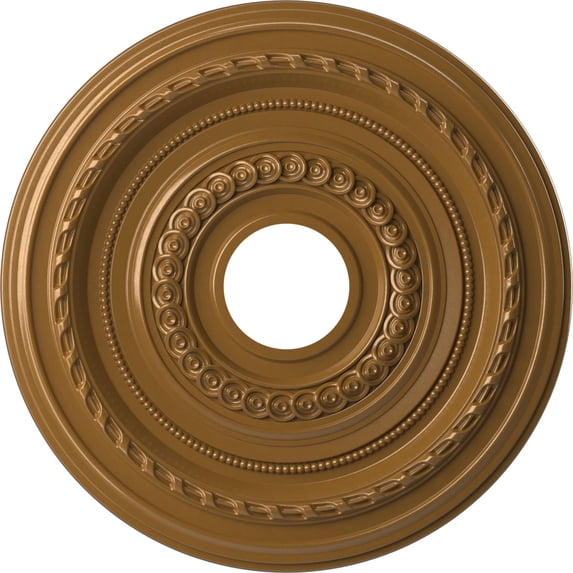 Ekena Millwork 16"OD x 3 1/2"ID x 1"P Cole Thermoformed PVC Ceiling Medallion (Fits Canopies up to 4 1/2"), Universal Aged Metallic Vintage Gold