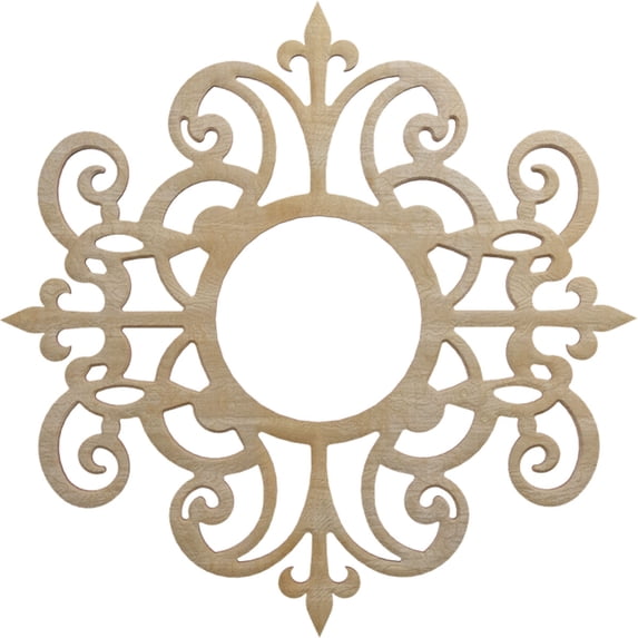 Ekena Millwork 16"OD x 5 1/4"ID x 1/4"T Dijon Wood Fretwork Pierced Ceiling Medallion, Birch