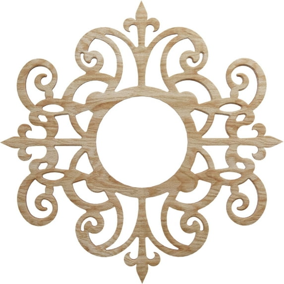 Ekena Millwork 16"OD x 5 1/4"ID x 1/4"T Dijon Wood Fretwork Pierced Ceiling Medallion, Red Oak