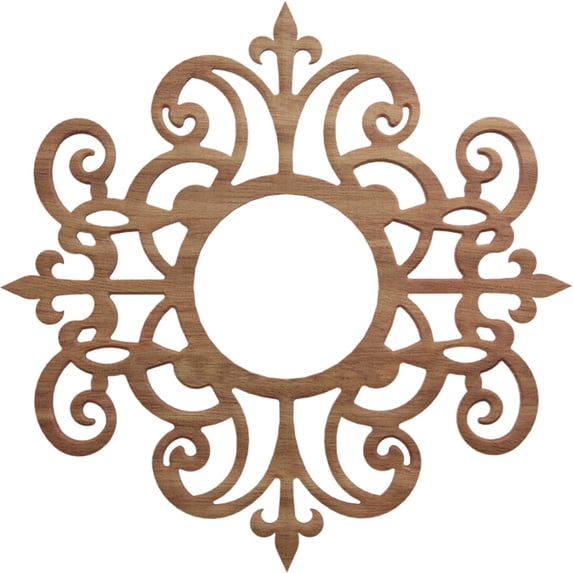 Ekena Millwork 16"OD x 5 1/4"ID x 3/8"T Dijon Wood Fretwork Pierced Ceiling Medallion, Walnut