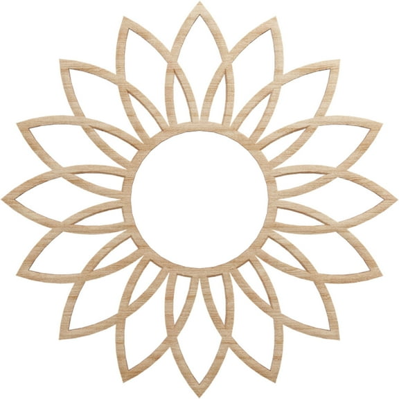 Ekena Millwork 16"OD x 5 5/8"ID x 1/4"T Daisy Wood Fretwork Pierced Ceiling Medallion, Alder