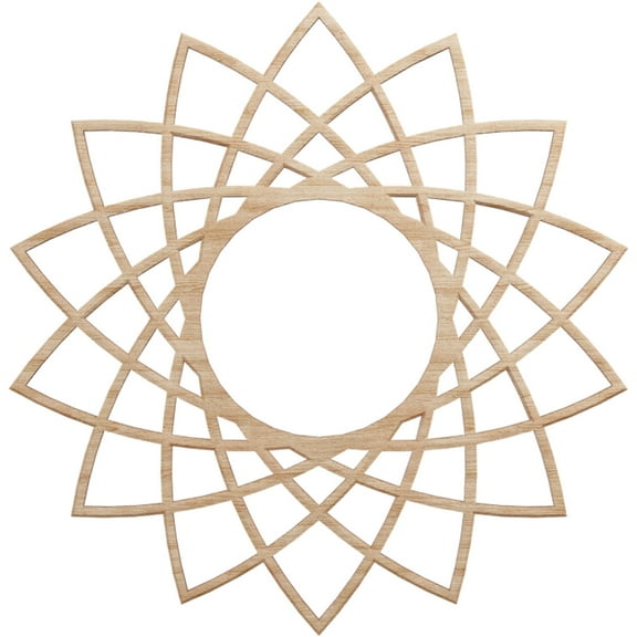 Ekena Millwork 16"OD x 6 1/8"ID x 1/4"T Eleanor Wood Fretwork Pierced Ceiling Medallion, Alder