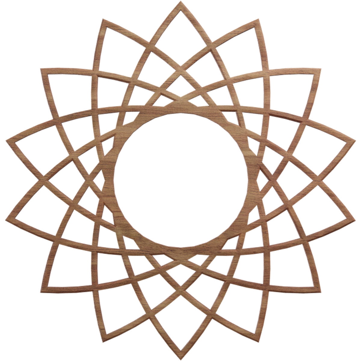 Ekena Millwork 16"OD x 6 1/8"ID x 1/4"T Eleanor Wood Fretwork Pierced Ceiling Medallion, Walnut
