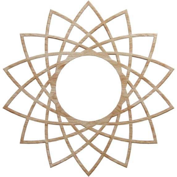 Ekena Millwork 16"OD x 6 1/8"ID x 3/8"T Eleanor Wood Fretwork Pierced Ceiling Medallion, Red Oak