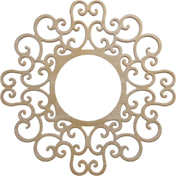 Ekena Millwork 16"OD x 6 1/8"ID x 3/8"T Reims Wood Fretwork Pierced Ceiling Medallion, Birch