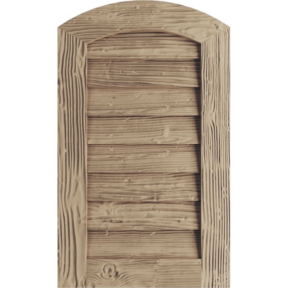 Ekena Millwork 16"W x 21"H Timberthane Sandblasted Arch Top Faux Wood Non-Functional Gable Vent, Primed Tan