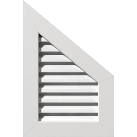Ekena Millwork 16"W x 22"H Half Peaked Top Right (21"W x 27 5/8"H Frame Size) 5/12 Pitch: Functional, PVC Gable Vent w/ 1" x 4" Flat Trim Frame